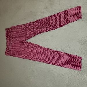 Pink and black stripe workout leggings